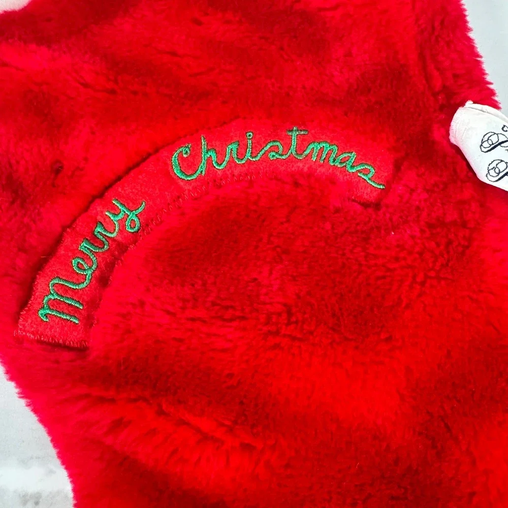 1988 Chrisha Playful Plush Moose Christmas Stocking Reindeer Moose in‎ Santa Hat